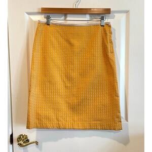 Max Studio Mustard Yellow Textured Heart Print Pencil Skirt US Size 4